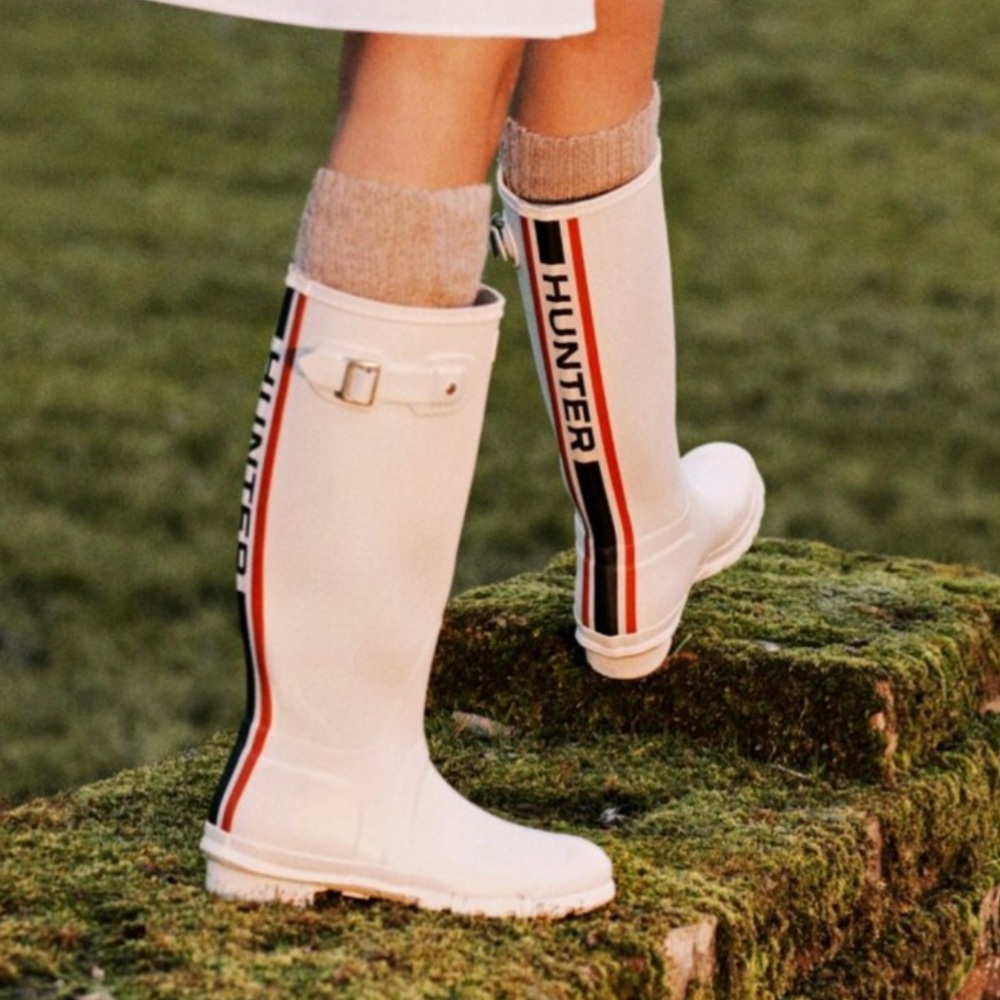 Hunter Tall Tri Color Logo Rain Boots Size 9